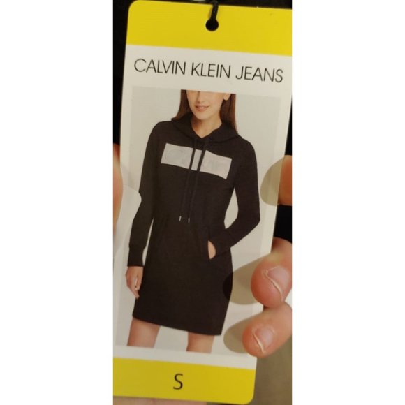 CALVIN KLEIN Women Hooded Sweatshirt Dress-- Black - Picture 7 of 8
